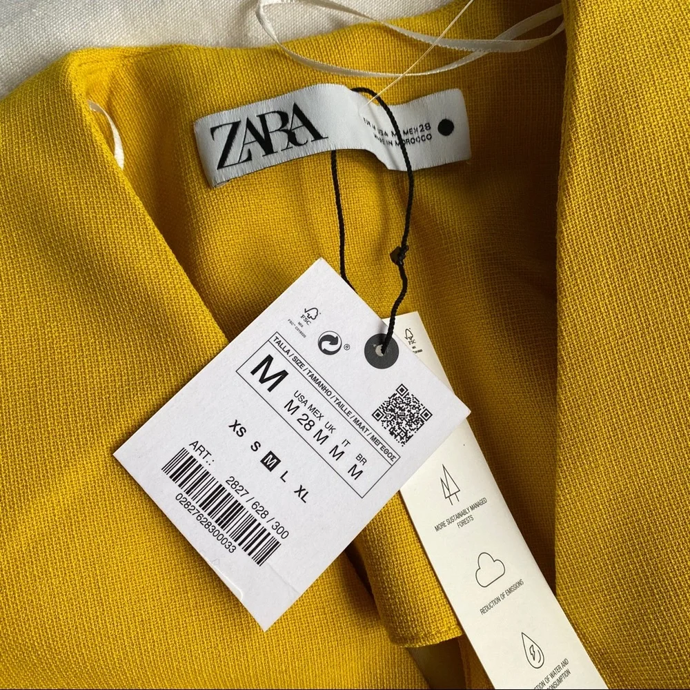 🥂 ZARA YELLOW SQUARE SHOULDER LONG SLEEVE ASYMMETRICAL MINI DRESS! - Picture 10 of 13